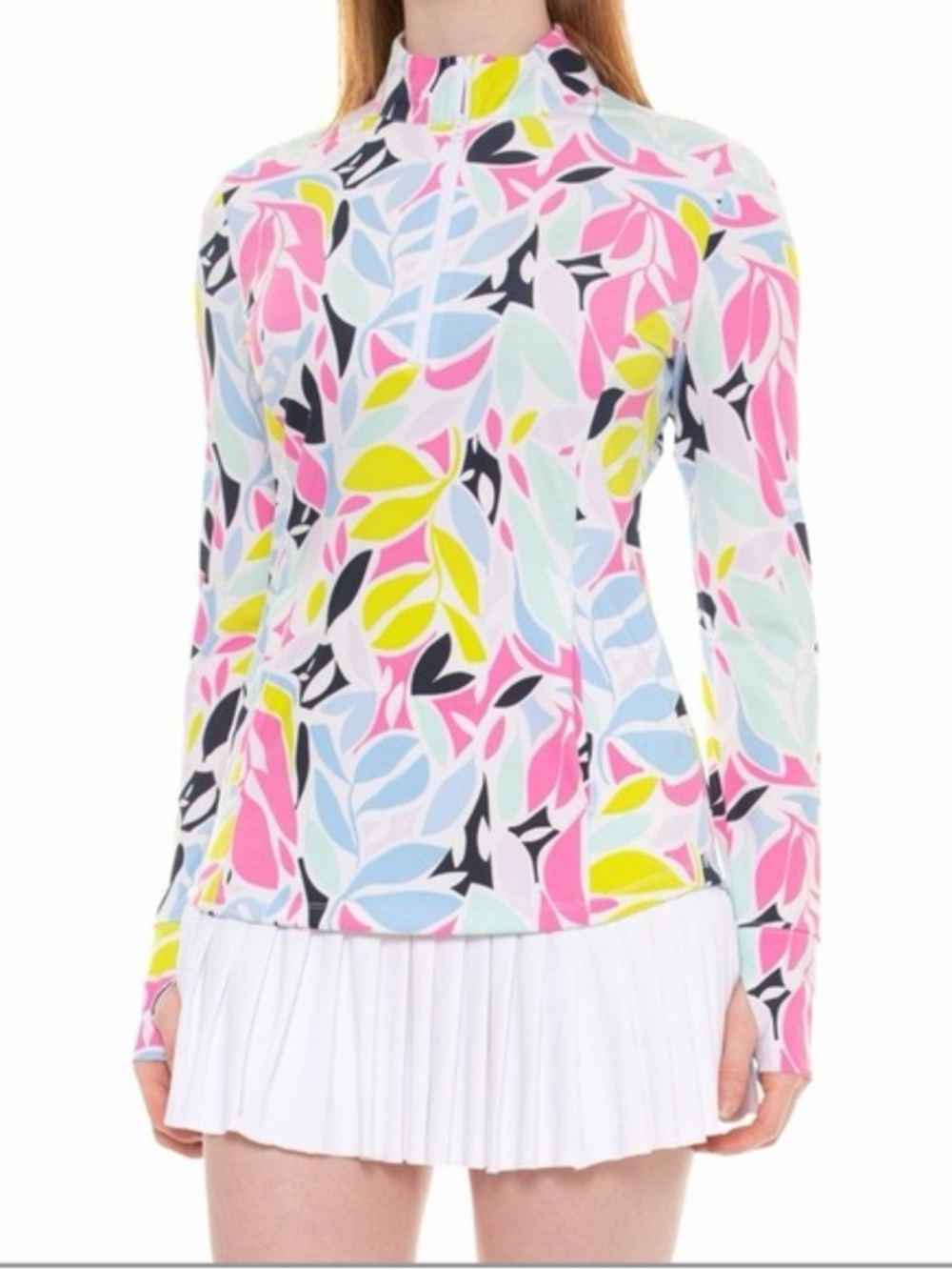 Tommy Bahama Floral Golf Pullover Pink Blue‎ Quarter Zip Size Small